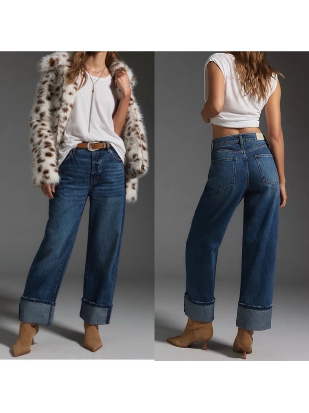 Anthropologie Pistola Ryder Cuffed Wide Fulton Wash Jeans